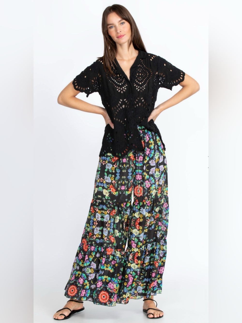 JOHNNY WAS ELLA FLOWER VIOLA WIDE LEG PANT